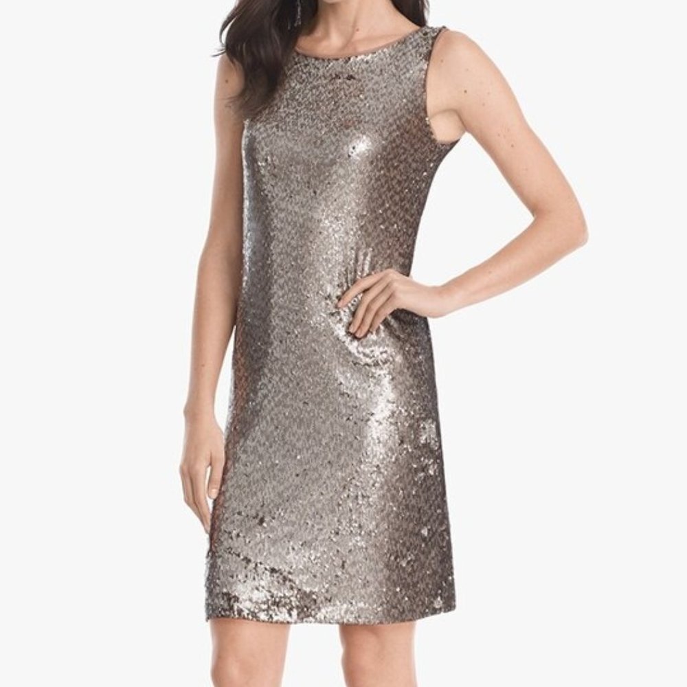 WHBM Sleeveless Sequin Shift Dress